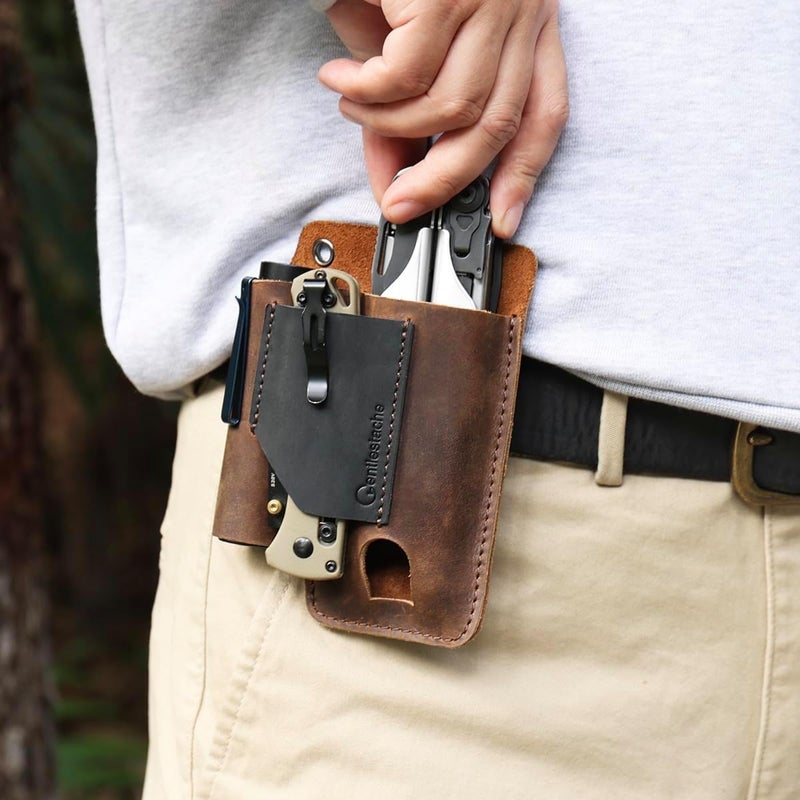 Gentlestache Leather Multitool Sheath - Belt Clip EDC Belt Organizer - Leather Multi Tool Holster for Belt - Multitool Holder - Image 2